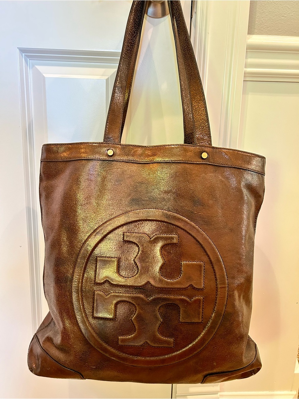 Tory Burch Bombe Crinkled Leather Tote